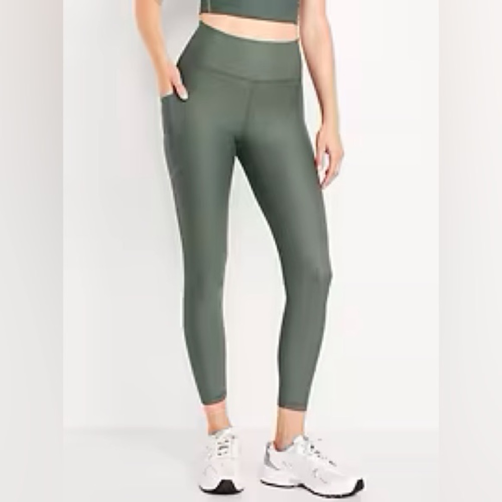 Old Navy High-Waisted PowerSoft Rib Leggings in Dark Ivy NWT XL
